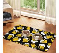 Retro Cartoon Beer,Waterproof Pet Feeding Mat,PU Leather Placemats for Cat Dog Water Bowl,Food Mats,30x45cm