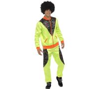 Retro Cáscara Traje Hombre Amarillo Disfraz 80s Chándal Traje
