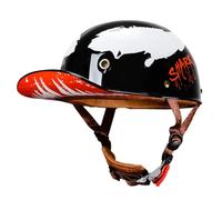 Retro Casco Half-Helmet Cascos Abiertos De Moto Vintage ECEDOT Homologado Medio Casco Motocicleta Jet Diseño De Gorra De Béisbol para Hombres Y Mujeres Adultos Cascos I,L:59-60CM