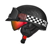 Retro Casco Half-Helmet con Gafas Casco Semi Cubierto para Motocicleta Medio Cascos Jet Moto Retro Homologado ECEDOT Cascos Abiertos De Moto para Hombres Y Mujeres Adultos K,XXL:63-64CM