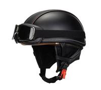 Retro Casco Moto Half-Helmet con Gafas Casco Semi Cubierto para Motocicleta Cascos Abiertos De Moto Homologado ECEDOT Casco Moto Jet Cuero para Hombres Y Mujeres Adultos S,L:59-60CM