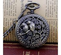 Retro Case Lovely Two Birds Hollow Pocket Watch mecánico de cuerda manual regalo para hombre mujer con cadena reloj de bolsillo regalos para la familia Decorar