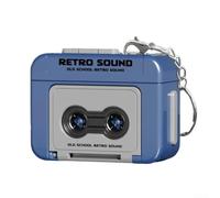 Retro casete jugador llavero colgante 6cm rojo (azul) | para diseño de mini casete, grabadora funcional, plástico ABS rojo, tamaño de 6 cm, regalo de música retro