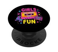 Retro Casete Y Patines Chicas Solo Quieren Divertirse PopSockets PopGrip Adhesivo
