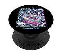 Retro Cassette Made to Worship Salms 150:6 Música Cristiana PopSockets PopGrip Adhesivo
