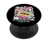 Retro Cassette Made to Worship Salms 150:6 Música Cristiana PopSockets PopGrip Adhesivo