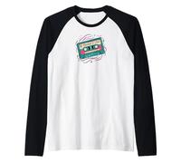 Retro Cassette Tape Rewind & Chill 80s 90s Music Camiseta Manga Raglan