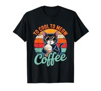 Retro Cat Coffee Lover Design for Cat Moms and Pet Owners Camiseta