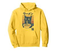 Retro Cat Eating Ramen Noodles Anime Niñas Niños Hombres Mujeres Sudadera con Capucha