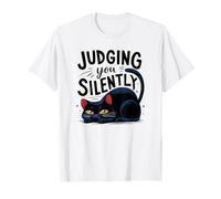 Retro Cat JUZGING You Silently Dad Selfie Pawsome Lover Camiseta