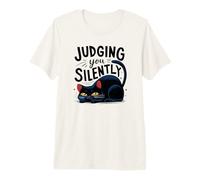 Retro Cat JUZGING You Silently Dad Selfie Pawsome Lover Camiseta Premium