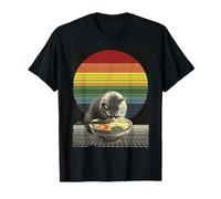 Retro Cat Ramen Estética Japonesa 80s 70s Vintage Anime Cat Camiseta