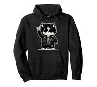 Retro Cat Rock Music Hombres Niños Mujeres Gato Divertido Sudadera con Capucha