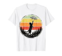 Retro Cat UFO Secuestro Alien Puesta del Sol Bosque Aventura Arte Camiseta