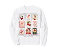 Retro Cherry Love Sellos Postales Vintage Valentine Estética Sudadera