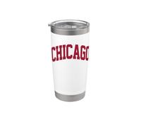Retro Chicago Design Classic Chicago Hombres Mujeres Rojo Throwback Vaso térmico de acero inoxidable de doble pared