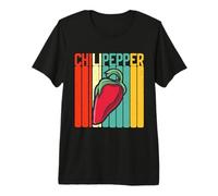 Retro Chili Peppers Red Hot Picante Pimienta Comida Mexicana Foodie Camiseta Premium