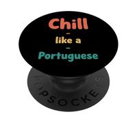 Retro Chill como Un Portugués - Portugal Lover Travel PopSockets PopGrip Adhesivo