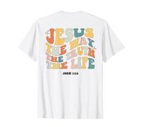 Retro Christian Jesus: El Camino, la Verdad, la Vida, versículo Anterior de la Biblia Camiseta