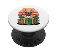 Retro Christmas French Bulldog X-Mas Ornaments Frenchie PopSockets PopGrip Adhesivo