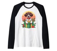 Retro Christmas German Shorthaired Pointer X-Mas GSP Camiseta Manga Raglan