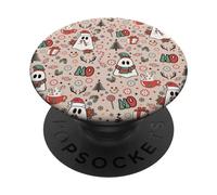 Retro Christmas Ghost Ho Ho Merry Holiday PopSockets PopGrip Adhesivo