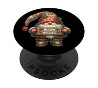 Retro Christmas GNOME For Women and Men with Warm Wishes PopSockets PopGrip Adhesivo