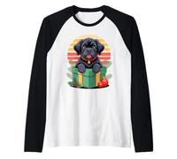 Retro Christmas Newfoundland X-Mas Ornaments Newfie Camiseta Manga Raglan