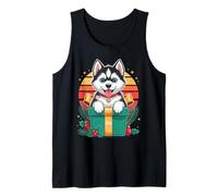 Retro Christmas Siberian Husky X-Mas Ornaments Huskies Camiseta sin Mangas