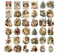 Retro Christmas Stickers - 36X Winter Holiday Decorative Labels | Festive Laptop Decals, Scrapbook Embellishments, Kids Classroom Prizes, Cute Snowboard Decorations, Seasonal Gift Wrapping Supplies