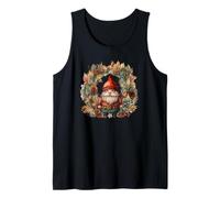 Retro Christmas Wreath with Pine Cones Cute Christmas GNOME Camiseta sin Mangas