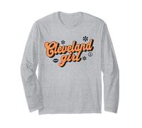 Retro Cleveland Chica Vintage Groovy City Manga Larga