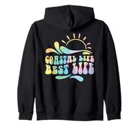 Retro Coastal Life Best Life Sun Wave Beach Estética Surfer Sudadera con Capucha
