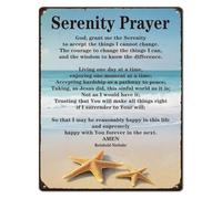 Retro Coastal Metal Sign Serenity Scripture Verse Beach Themed Decor with Starfish Tin Wall Plaque for Bedroom Bathroom Housewarming 8 X 12 in