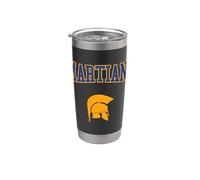 Retro College Azul Naranja Marcianos Deporte Vaso térmico de acero inoxidable de doble pared