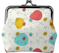 Retro Colorido Mediados de Siglo patrón geométrico Hebilla Cuero monederos Vintage Bolsa Beso Bloqueo Cambio Monedero para Mujeres niñas