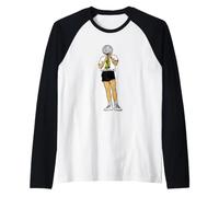 Retro Comic Singer Facetado Disco Esfera Cabeza Gráfico Camiseta Manga Raglan