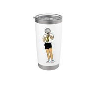 Retro Comic Singer Facetado Disco Esfera Cabeza Gráfico Vaso térmico de acero inoxidable de doble pared