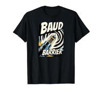 Retro Computer Baud Barrier Vintage Dial Up Modem Graphic Camiseta gráfica económica, Hombre, Negro, L
