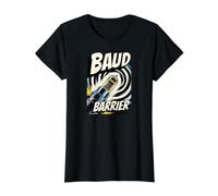Retro Computer Baud Barrier Vintage Dial Up Modem Graphic Camiseta gráfica económica, Mujer, Negro, XL