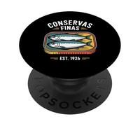 Retro Conservas Finas Sardina Lata Vintage Pescado Enlatado PopSockets PopGrip Adhesivo