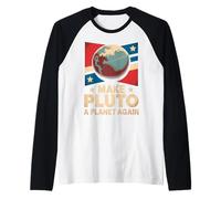 Retro Convierte a Plutón en un Planeta nuevamente Angustiado Espacio de Camiseta Manga Raglan