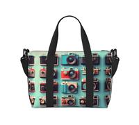 Retro Cool Camera Collection - Bolsa de transporte versátil para viajes, gimnasio, ideal para negocios, deportes, estancias de fin de semana, color negro, talla única, Black, Talla única