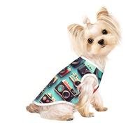 Retro Cool Camera Collection - Camiseta sin mangas con estampado de perro y gato, bonita camiseta transpirable para cachorros pequeños, gatitos, uso en interiores y exteriores
