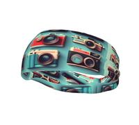 Retro Cool Camera Collection Print Banda para el sudor deportiva unisex para adultos Diademas deportivas versátiles Diadema que absorbe la humedad