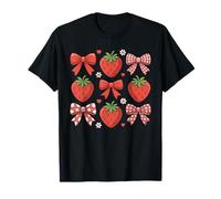 Retro Coquette Bow Strawberry Sweet Summer Vacation Vibes Camiseta
