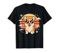 Retro Corgi Sunglasses Cute Dog Vibes Camiseta