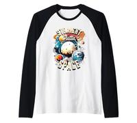 Retro Cosmic Space Planets Galaxy Sci Fi Art Camiseta Manga Raglan