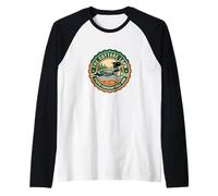 Retro Cottage Loon, estúpido pájaro Lobo Canadiense Camiseta Manga Raglan