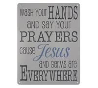 Retro Country Metal Tin Sign Pray Before You Eat Wash After You Go Farmhouse Style Wall Hanging for Laundry Room 8 X 12 in